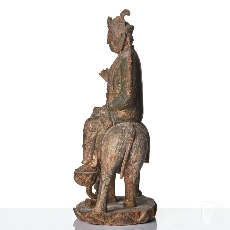 A wooden sculpture of Samantabhadra on an elephant, - 图6